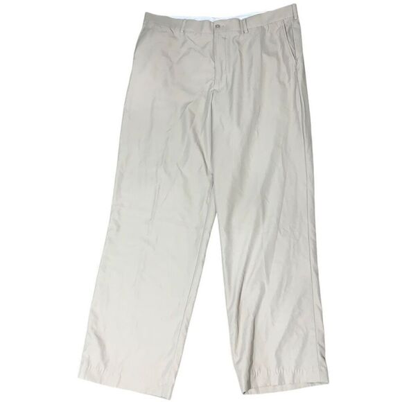 Izod Mens Size 40x32 Golf‎ Chino Pants Tan Khaki Flat Front Pockets Zip Fly - Picture 1 of 4